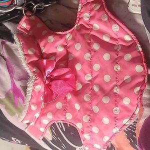 Dog jacket pink polka dot xs